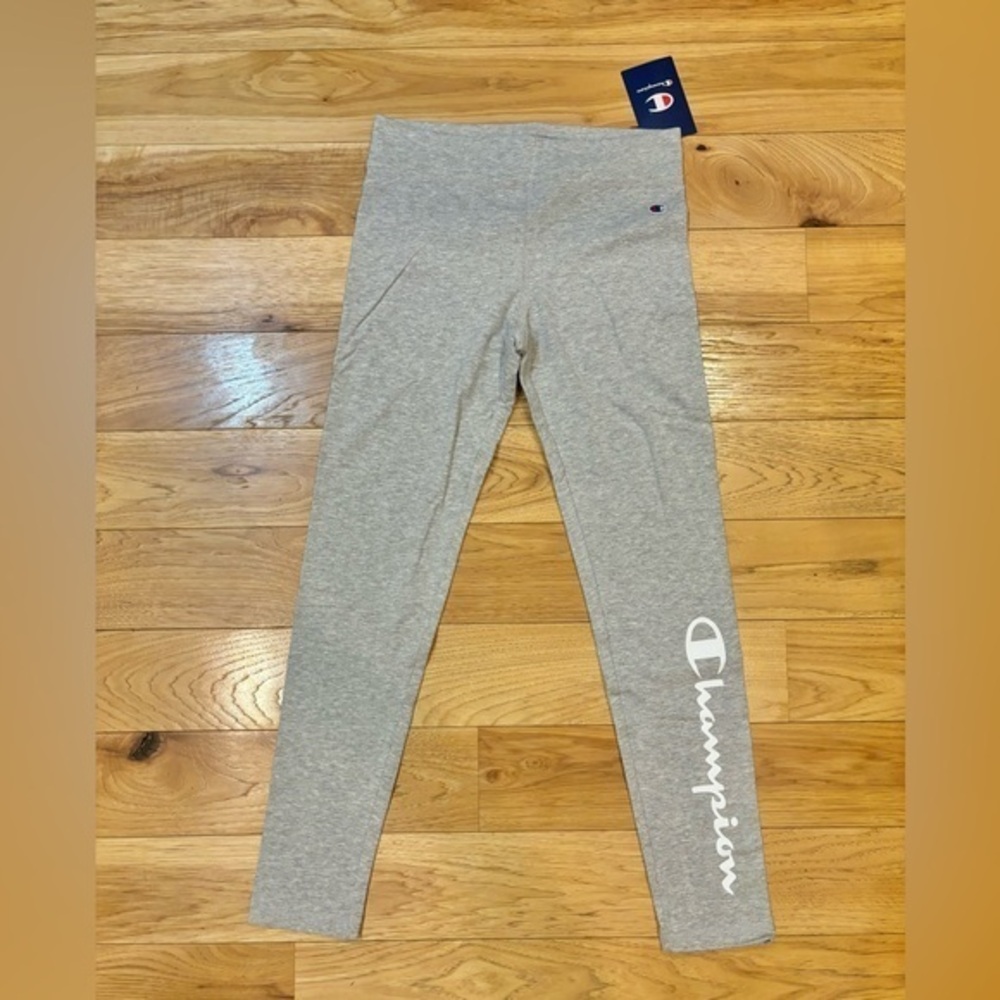 Champion Heather Gray Logo Athletic Leggings Girls Size Large